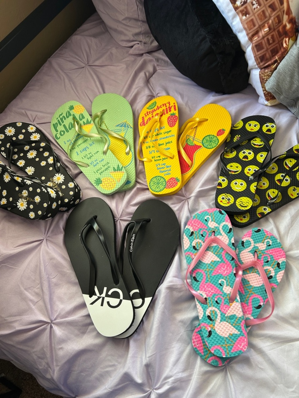 Assorted Women's Flip Flops including Calvin Klein. Size 10-11/XL. New.